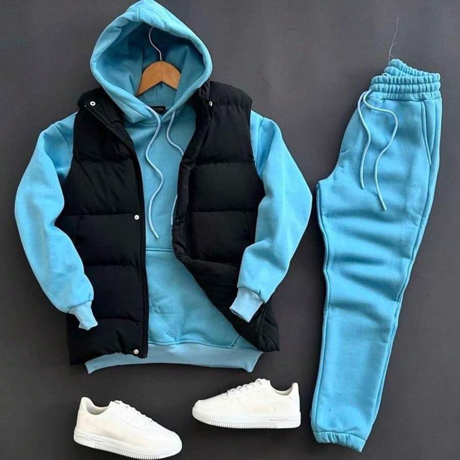 sudadera hombre afelpada calentita comoda - Azul - Ver 1