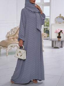 Breathable Soft Viscose Abaya With Matching Hijab, Floral Print Modest Muslim Kaftan With Flounce Cuffs - Multicolor - View 8