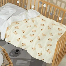 Chăn mềm mại cho bé có họa tiết động vật in và chấm bi dịu nhẹ, dành cho cả trẻ sơ sinh và trẻ nhỏ, xe đẩy cũi - 100*110cm - Xem 3