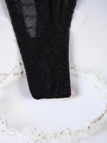 4 件装女士性感蕾丝丁字裤低腰舒适女士内衣透气无缝三角简约爱心内裤 - 彩色 - 查看 4