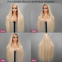 P10/613 Highlight Blonde Lace Front Wigs Human Hair 12A 180% Ombre Blonde Straight Wigs Human Hair Pre Plucked 13x4 HD Lace Front Wigs Human Hair 24 Inch - S10/613 - View 4