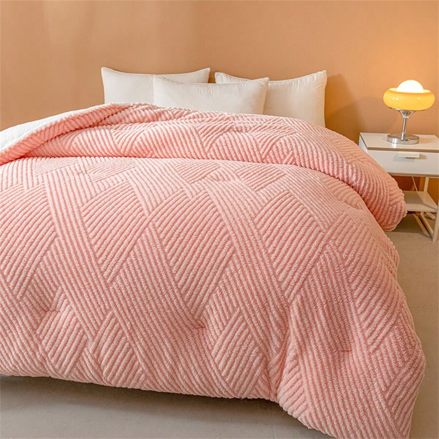 1pcs Thick & Warm Comforter Quilt, Taffeta Velvet Quilted Blanket