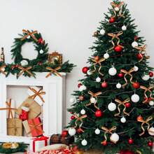 12/24 Pcs Velvet Christmas Bows For Christmas Tree Rustic Crafts Gift Bows Vintage Velvet Ribbon Bows For Xmas Home Outdoor Indoor Valentines