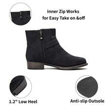 Women's Ankle Boots, Thick Heel Modern Short Classic Slip-On Fashionable Short Boots. - Black - View 5