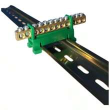 BUSBAR TERMINAL WITH 12-POLE SUPPORT NEUTRAL/EARTH BLUE/GREEN FOR ENERBRAS DIN RAIL - 綠色 - 查看 2