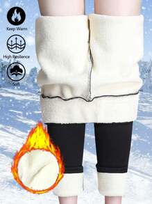 2Pcs/Set Autumn/Winter Thermal Lined Leggings, Casual High Waist Thermal Leggings, Outdoor Sports Winter Leggings Tights - Multicolor - View 3