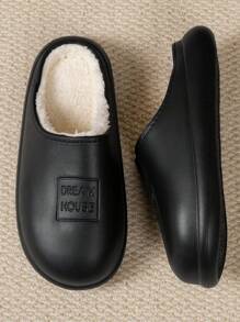 Dép xỏ ngón thường ngày cho nam có mũ trùm đầu, lớp lót ấm áp, giày đi trong nhà - màu đen - Xem 5