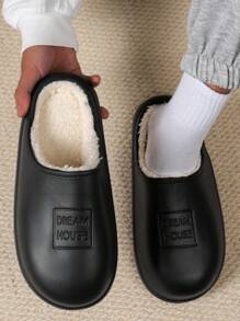 Dép xỏ ngón thường ngày cho nam có mũ trùm đầu, lớp lót ấm áp, giày đi trong nhà - màu đen - Xem 4