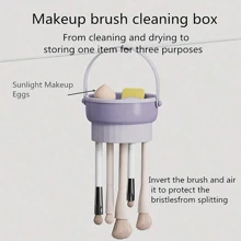 1pc Silicone Makeup Brush Cleaning Box, Makeup Sponge Cleaner, Makeup Brush Cleaning Bowl, Display Stand Set - Standard Model - View 8