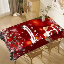 1 pièce Nappe de Noël Merry - Parfaite pour les fêtes et les repas de fin d'année, fabriquée en polyester durable, résistante aux taches et aux éclaboussures, design élégant avec le Père Noël, idéale pour les célébrations festives - Multicolore - Voir 10