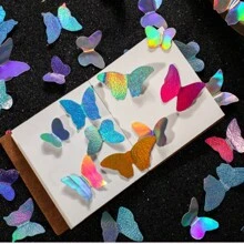 40 miếng/gói hình dán bướm 3D màu sắc và kích thước ngẫu nhiên, tự dính để trang trí sổ tay DIY, trang trí phòng ngủ, trang trí bánh, trang trí tiệc, trang trí đám cưới, làm sổ lưu niệm - hình dạng - Xem 5