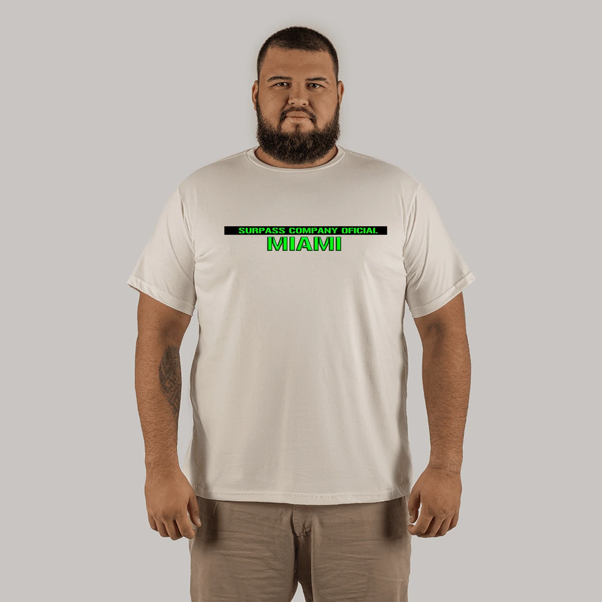 Extra Large Plus Size 30.1 Combed Cotton T-Shirt Street Fashion Blouse Miami Company - 奶油色 - 查看 1