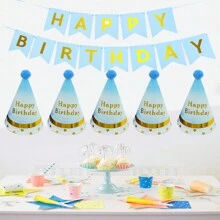 1 套生日横幅 + 5 件铝箔生日派对帽生日派对用品绒球装饰纸帽生日派对装饰道具 - 多規格顏色 - 查看 16