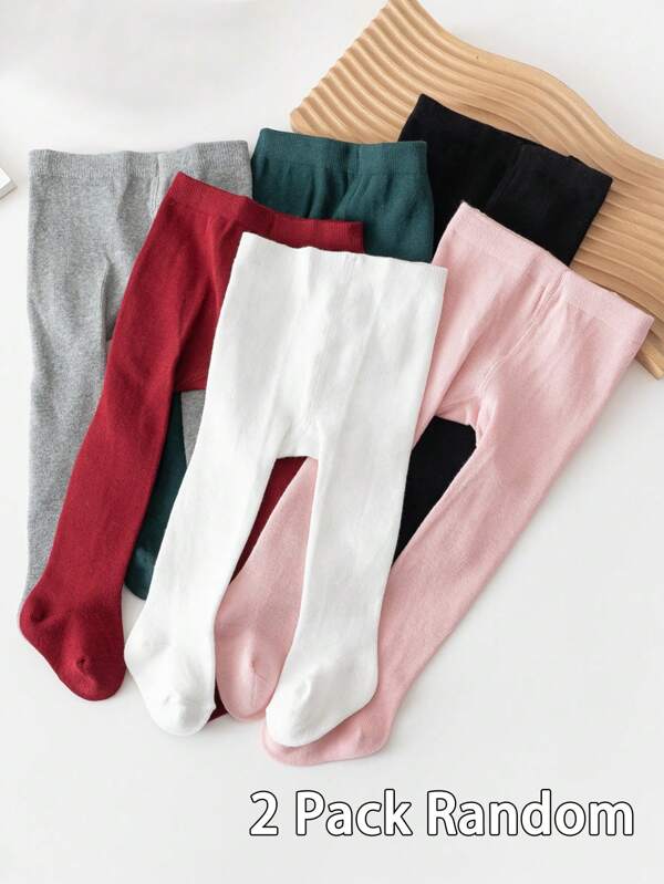 2 Stücke Pack Baby/Kleinkind einfarbige klassisch bequeme, hautfreundliche Mode Lässig Sport Stirnband Leggings, geeignet für Herbst/Winter Alltags-Kombinationen oder Urlaubsgeschenke, Zufallsfarbe