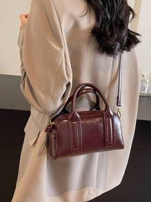 Dedoo 1 Boston Bag, A Classic Vintage Oil Leather Handbag For Autumn And Winter, A PU Crossbody Bag, Stylish, Simple And Practical, Versatile In All Seasons, Suitable For Daily Commuting, Shopping, Storage, Giving To Girlfriends, Holiday Gifts, Can Be Carried By Hand, On One Shoulder, Or Crossbody