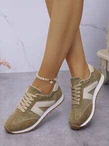 Fashionable Female Party Shoes, Women Casual Sports Shoes, Lightweight & Comfortable Running Sneakers For Girls - Màu Khaki - Xem 1