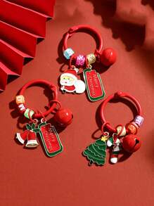 1 件圣诞卡通礼品标签、圣诞树吊坠、节日装饰、礼物、钥匙链 - 紅色 - 查看 4