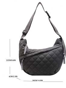 1pc Women Minimalist Crescent Moon Crossbody/Shoulder Bag - Grey - View 5