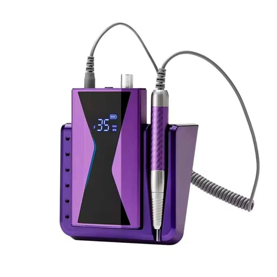Máy khoan móng tay điện không dây sạc điện công suất cao 85W có động cơ không chổi than, dụng cụ làm móng nghệ thuật cầm tay 40.000 vòng/phút - Màu tím - Xem 1