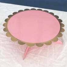 1 Tier 12.7" Round Cardboard Cupcake Stand Mini Cake Stand With Gold Scalloped Edge Dessert Holder One Tier Cake Stand - Multicolor - View 18