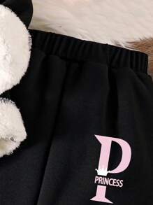 Bộ áo hoodie và quần thể thao in chữ Tween Girls - màu đen - Xem 5