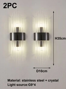 1PC Black Crystal Stainless Steel Indoor Wall Sconce For Living Room, Bedroom, Hallway, Stairwell And Other Home Decorations, LED Modern Outdoor Wall Sconce.