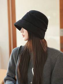 1 件女士纯色厚渔夫帽，冬季保暖耳罩可爱休闲优雅复古贝雷帽报童帽，多功能适用于户外、街头、滑雪、旅行、派对、日常使用 - MM1563 - 查看 13