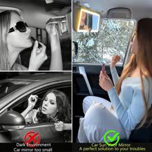 Espejo de vanidad para auto - Espejo de vanidad para visera solar recargable para auto con 3 modos de iluminación y pantalla táctil regulable - Accesorios para automóvil para mujeres y niñas - Multicolor - Ver 9
