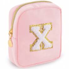 1PC Academy Style Nylon Towel Embroidered Letter Makeup Bag Valentine's Day Gift Indoor Toilet Bag Lipstick Cosmetics Travel Vacation Storage Bag Key Card Miscellaneous Storage Change Bag Makeup Organizer Makeup Storage Bag Mini Pouch Travel Small Makeup Case Accessories Make Up Holder Brush Bag Make Up Container Cosmetic Bag Travel Essentials Ladies Accessories Travelling Stuff Makeup Bags Makeup Pouch Make Up Pouch