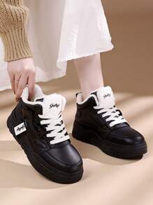 Giày thể thao nữ thường ngày, giày thể thao đế bằng, giày chạy bộ thể thao - màu đen - Xem 4