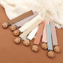 1pc Baby Fashionable Plaid Pacifier Chain And Beechwood Triple Pacifier Clip, Suitable For Daily Use
