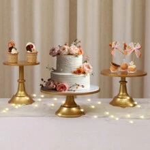 VILAVITA 3Pcs Cake Stand, White/Gold Cake Stand Set Diameter 8" 10" 12", Perfect Dessert Table Display Set, Cupcake&Cake Stands For Party, Wedding, Birthday, Baby Shower, Celebration - Vàng - Xem 2