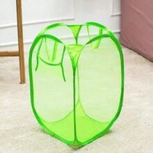 1pc/2pcs Small Laundry Basket, Collapsible Pop Up Mesh Laundry Basket With Reinforced Carry Handles - Portable And Convenient For Home, Bathroom, Kids Room, College Dorm, And Travel, Small Size Dress Pants Shoes Jeans Boots Skirt Laundry Hamper, Washing Basket Bathroom Organizer, Basket, Storage Basket, Foldable Laundry Basket