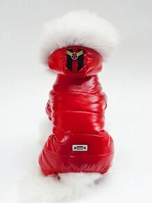 Ropa para mascotas, abrigo grueso de 4 patas para perros Teddy en otoño/invierno - Rojo - Ver 10