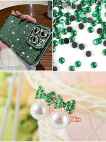 1500 Pcs 4mm Resin Flat Back Rhinestone, Green Round Non Hotfix Flatback Resin Rhinestones , DIY Bling Embellishments, Loose Glitter Crystal Diamond Stone,For DIY Crafts, Cups, Bottles, Glasses, Clothes, Craft Decoration - Green - View 2
