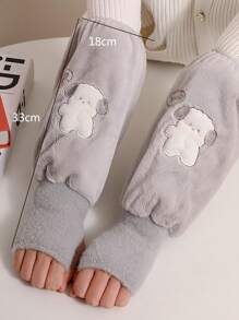 2 chiếc găng tay nhung ấm áp mùa thu/đông, thêu hình chó con và thỏ hoạt hình, găng tay 2 trong 1 cho người lớn, chống bụi bẩn, giữ ấm tay khi sử dụng máy tính và điện thoại tại nhà trong mùa đông lạnh giá - Nhiều màu - Xem 13