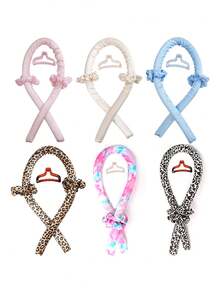 1 Bộ dụng cụ uốn tóc Slouchy không dùng nhiệt, Bộ dụng cụ tạo kiểu tóc xoăn ngủ họa tiết da báo Dopamine không dùng nhiệt mới với lô uốn tóc xốp Slouchy bằng cao su, Phụ kiện tóc tạo sóng tự nhiên - Nhiều màu - Xem 3