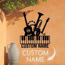 Personalized Drummer Name Metal Wall Drummer Sign, Music Studio Sign, Drum Wall Decor, Birthday Gifts, Gift For Son, Personalized Electric Guitar Metal Sign,Personalized Music Studio Metal Wall Art Graduation,Festive Calendar - Black - View 6