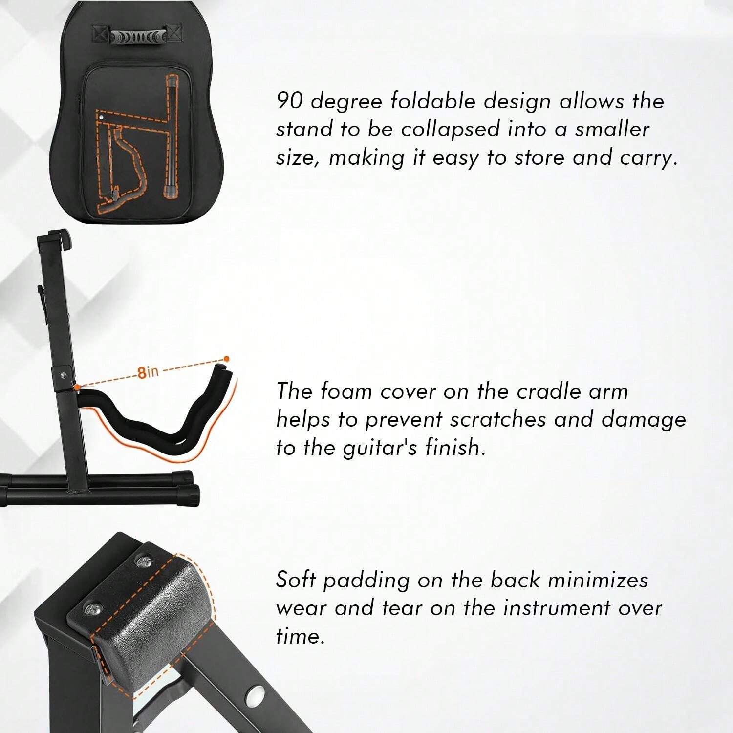 Double Guitar Stand Floor Adjustable Heavy Duty A Frame Universal