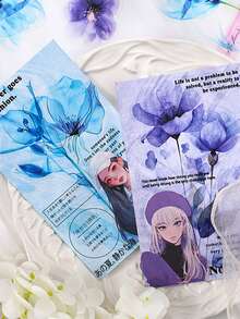 12 Sheets/Pack, Fashion Floral Pattern Stickers, Simple Design PET Waterproof Transparent Stickers, Suitable For DIY Diary Decoration Scrapbook Decoration - Beautiful Stickers That Can Be Used As Bookmarks, Handbook Gifts For Friends