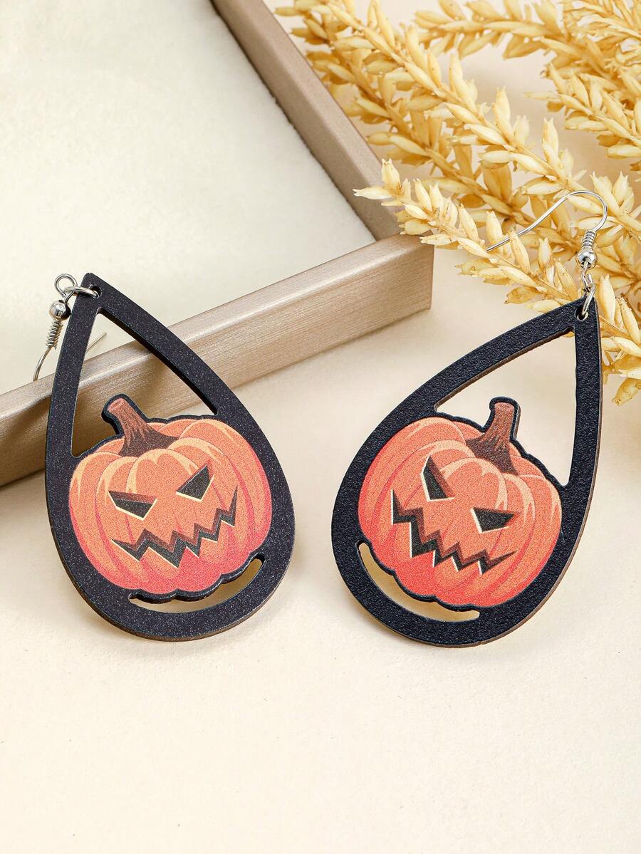 1 对精致时尚的耳环，带有万圣节元素，适合日常百搭礼物万圣节耳环 - 多色 - 查看 1