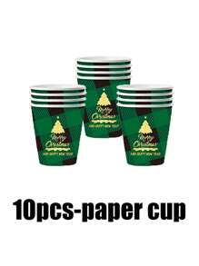 Zestaw 68 elementów wykonany z materiałów, w tym jednorazowe talerzyki papierowe, talerzyki papierowe z motywem zielonego drzewa, 7-calowe talerzyki papierowe, 9-calowa tektura, jednorazowe talerzyki na imprezę, materiały, talerzyki papierowe, akcesoria na imprezę