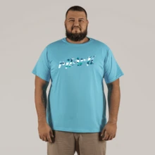 Miami Flors Streetwear Plus Size T-Shirt With Large Shape 30.1 Combed Cotton - Màu xanh nhạt - Xem 1