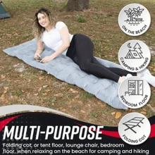 Outdoor Camping Cot Pads Mattress- Soft Comfortable Lightweight Thick Cotton Sleeping Cot- Portable Hiking, Traveling, Backpacking Waterproof Bottom Pad Mattress - 灰色 - 查看 3