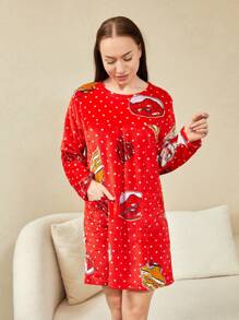 Women's Winter Nightgown, Plush Nightgown, Warm And Soft (Recommended For People Within 50 Kg, Not Limited To The Color Shown In The Picture) - 彩色 - 查看 7