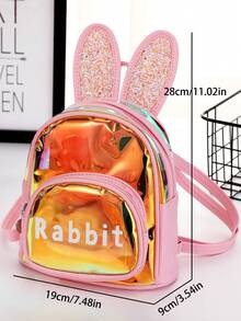 1 件儿童休闲轻便激光女孩可爱卡通背包，日常户外旅行配件，适合节日礼物 - 藕粉色 - 查看 2