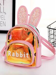 1 件儿童休闲轻便激光女孩可爱卡通背包，日常户外旅行配件，适合节日礼物 - 藕粉色 - 查看 1