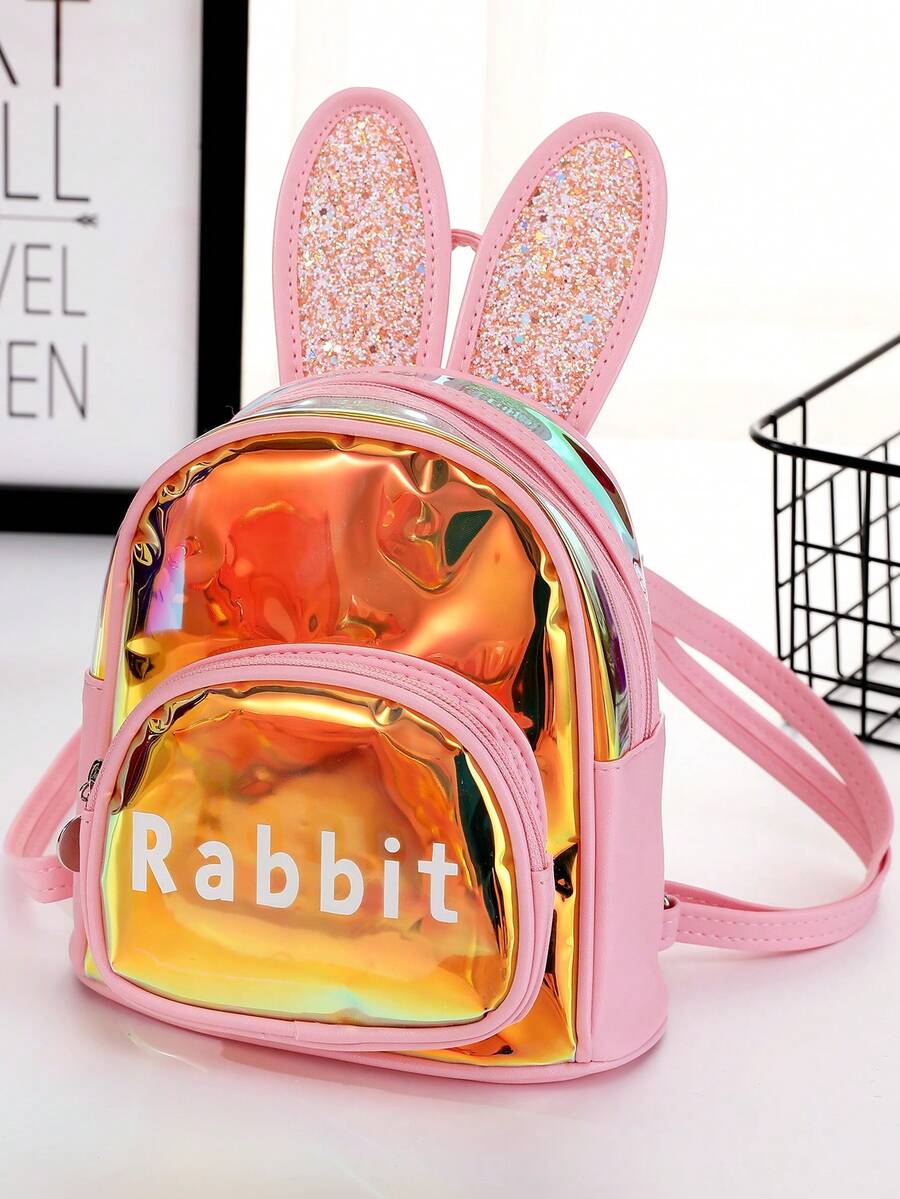 1 件儿童休闲轻便激光女孩可爱卡通背包，日常户外旅行配件，适合节日礼物 - 藕粉色 - 查看 1