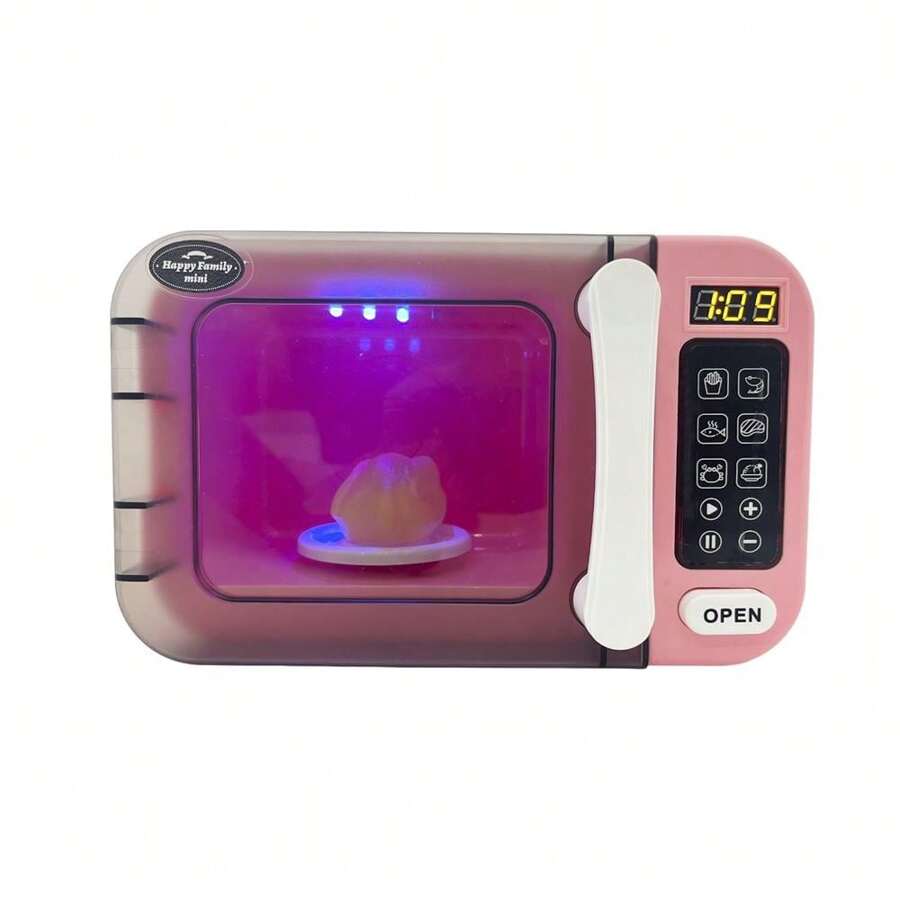 Juguete Microondas Utensilio Simulación para Niños, Con Luz - Rosa - Ver 1