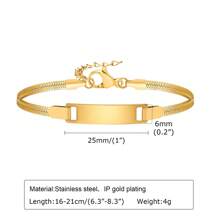 1pc Personalized Bracelet For Boy Girl, Couple Combination Bracelet, Stainless Steel Engraved Name Date Son Daughter Mom Baptism Gift Funny Secret Santa Gifts Back, Son, Daughter - Multicolor - View 15